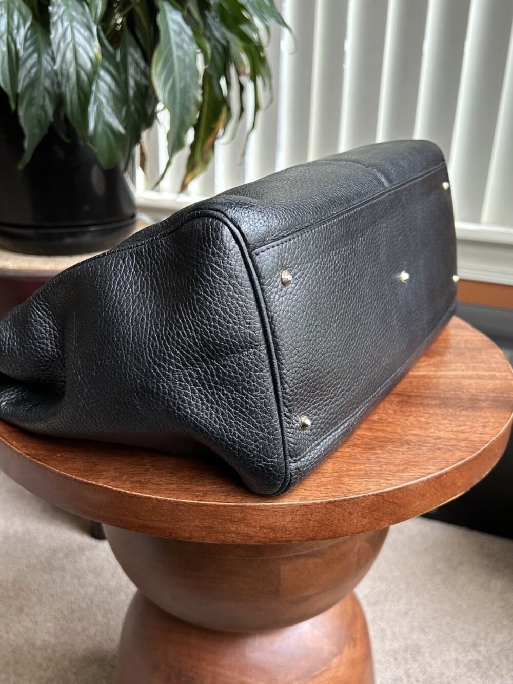 GIANNI VERSACE Medusa Leather Tote Bag, Black - Picture 12 of 14